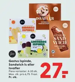 SPAR Gestus Ispinde, Sandwich Is eller Isvafler tilbud