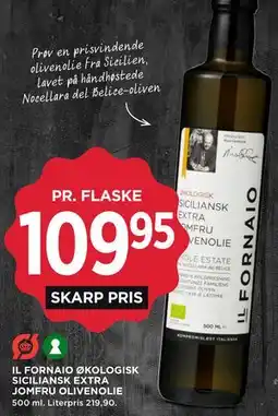 MENY IL FORNAIO ØKOLOGISK SICILIANSK EXTRA JOMFRU OLIVENOLIE tilbud