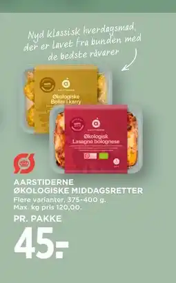 MENY AARSTIDERNE ØKOLOGISKE MIDDAGSRETTER tilbud