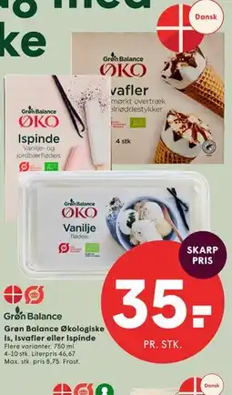 SPAR Grøn Balance Økologiske Is, Isvafler eller Ispinde tilbud