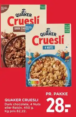 MENY QUAKER CRUESLI tilbud