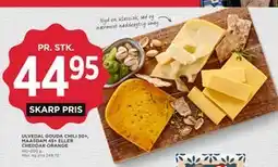 MENY ULVEDAL GOUDA CHILI 50+, MAASDAM 45+ ELLER CHEDDAR ORANGE tilbud