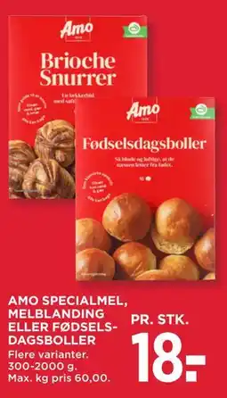 MENY AMO SPECIALMEL, MELBLANDING ELLER FØDSELSDAGSBOLLER tilbud