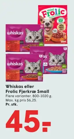 SPAR Whiskas eller Frolic Fjerkræ Small tilbud