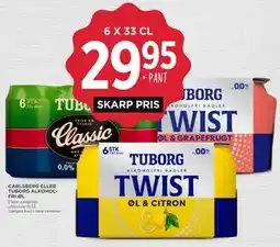MENY CARLSBERG ELLER TUBORG ALKOHOLFRI ØL tilbud