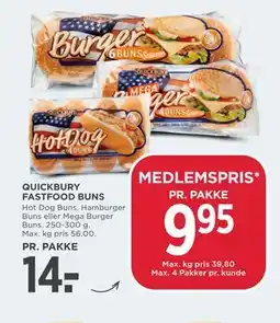 MENY QUICKBURY FASTFOOD BUNS tilbud
