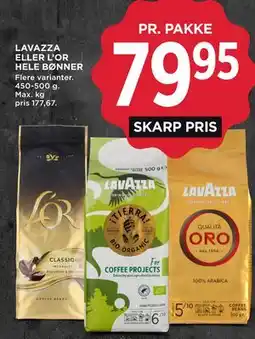 MENY LAVAZZA ELLER L’OR HELE BØNNER tilbud