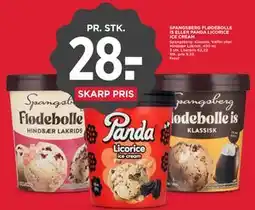 MENY SPANGSBERG FLØDEBOLLE IS ELLER PANDA LICORICE ICE CREAM tilbud