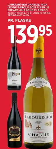 MENY LABOURÉ-ROI CHABLIS, RIVA LEONE BAROLO 2021 ELLER LE PREARE AMARONE CLASSICO tilbud