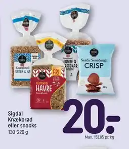 REMA 1000 Sigdal Knækbrød eller snacks tilbud