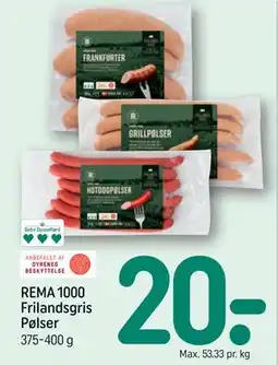 REMA 1000 REMA 1000 Frilandsgris Pølser tilbud