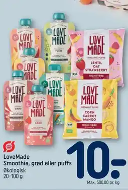 REMA 1000 LoveMade Smoothie, grød eller puffs tilbud