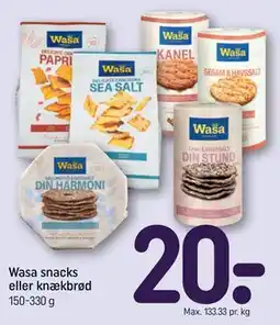 REMA 1000 Wasa snacks eller knækbrød tilbud