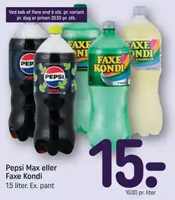 REMA 1000 Pepsi Max eller Faxe Kondi tilbud