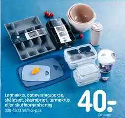 REMA 1000 Løghakker, opbevaringsbokse, skålesæt, skærebræt, termokrus eller skuffeorganisering tilbud