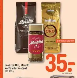 REMA 1000 Lavazza Oro, Merrild kaffe eller instant tilbud
