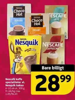 Løvbjerg Nescafé kaffe specialiteter el. Nesquik kakao tilbud