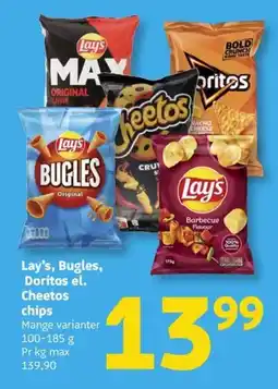 Løvbjerg Lay's, Bugles, Doritos el. Cheetos chips tilbud