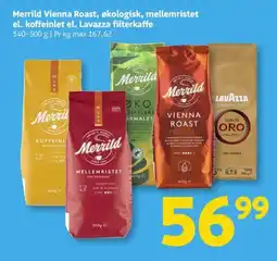 Løvbjerg Merrild Vienna Roast, økologisk, mellemristet el. koffeinlet el. Lavazza filterkaffe tilbud