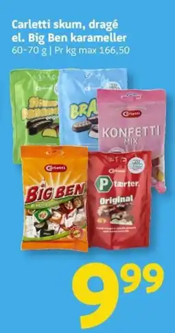 Løvbjerg Carletti skum, dragé el. Big Ben karameller tilbud