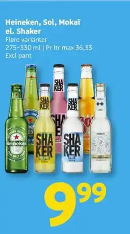 Løvbjerg Heineken, Sol, Mokaï el. Shaker tilbud