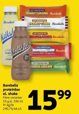 Løvbjerg Barebells proteinbar el. shake tilbud