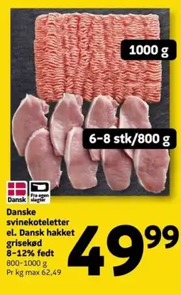 Løvbjerg Danske svinekoteletter el. Dansk hakket grisekød 8-12% fedt tilbud