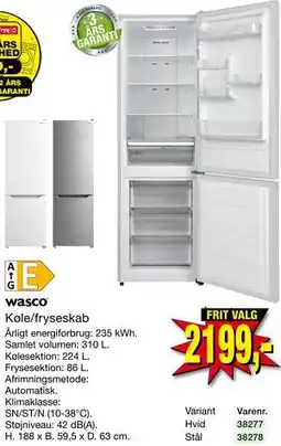 Harald Nyborg wasco Køle/fryseskab tilbud