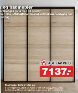 Bauhaus Skydelåger Luna gylden eg tilbud