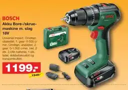 Bauhaus Akku Bore-/skruemaskine m. slag 18V tilbud