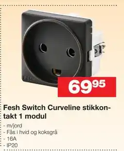 Bauhaus Fesh Switch Curveline stikkontakt 1 modul tilbud