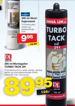 Bauhaus 290 ml Montagelim TURBO TACK 291 tilbud