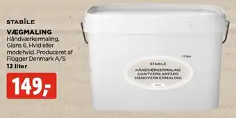 jem & fix Stabile Vægmaling Glans 6.Hvld Eller Modehvid.Produce Af Flugger Denmark A/S 12 Liter tilbud
