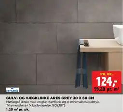 jem & fix GULV- OG VÆGKLINGE ARES GREY 30 X 60 CM tilbud