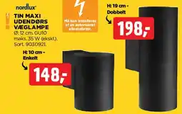jem & fix TIN MAXI udendørs væglampe tilbud