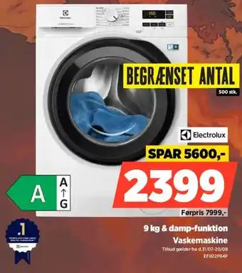 Electrolux 9 kg & damp-funktion Vaskemaskine