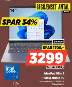 Power Lenovo IdeaPad Slim 3 Hurtig studie PC tilbud
