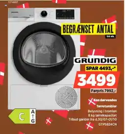 Power Grundig Kan dørvendes Tørretumbler tilbud