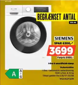 Power Siemens i-Dos & smartFinish-damp Vaskemaskine tilbud