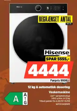 Power Hisense 12 kg & automatisk dosering Vaskemaskine tilbud