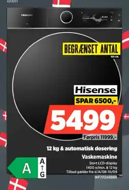 Power Hisense 12 kg & automatisk dosering Vaskemaskine tilbud
