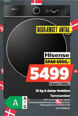 Power Hisense 10 kg & damp-funktion Tørretumbler tilbud