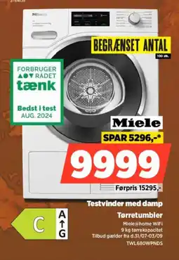 Power Miele Testvinder med damp Tørretumbler tilbud