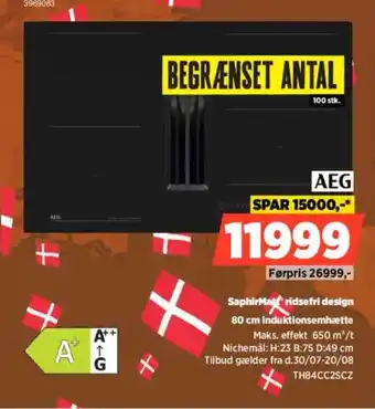 Aeg SaphirMatz ridsefri design 80 cm induktionsemhætte