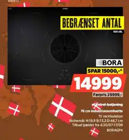 Power Bora Control-betjening 76 cm induktionsemhætte tilbud