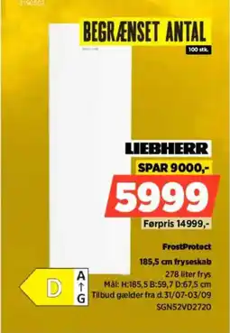 Power Liebherr Frost Protect 185,5 cm fryseskab tilbud