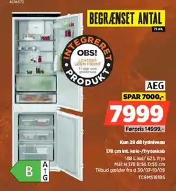 Power Aeg Kun 29 dB lydniveau 178 cm int. køle-/fryseskab tilbud