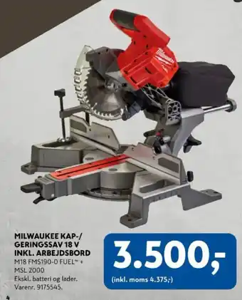 Milwaukee kap-/geringssav 18 v inkl. arbejdsbord