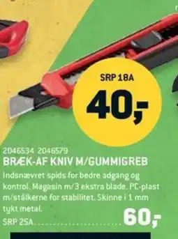 XL-BYG Bræk-af kniv m/gummigreb tilbud