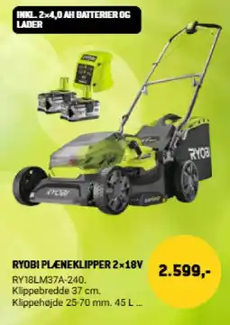 XL-BYG Ryobi plæneklipper 2x18v tilbud